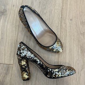J Crew Collection Etta Sequin Pumps | Silver/Gold | Size 7.5